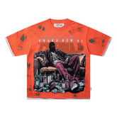 BKYS Urban Portrait Rhinestone Distressed Oversized Graphic Tee