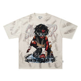 BKYS Distressed Portrait Rhinestone Oversized Vintage Street Tee