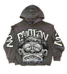 Mixed Emotions Monster Cropped Hoodie Grey