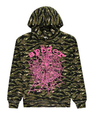 Sp5der OG Web V2 Tiger Camo Hoodie Pink