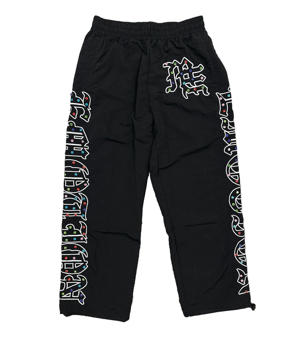 Mixed Emotion Rhinestone Nylon Pants Black