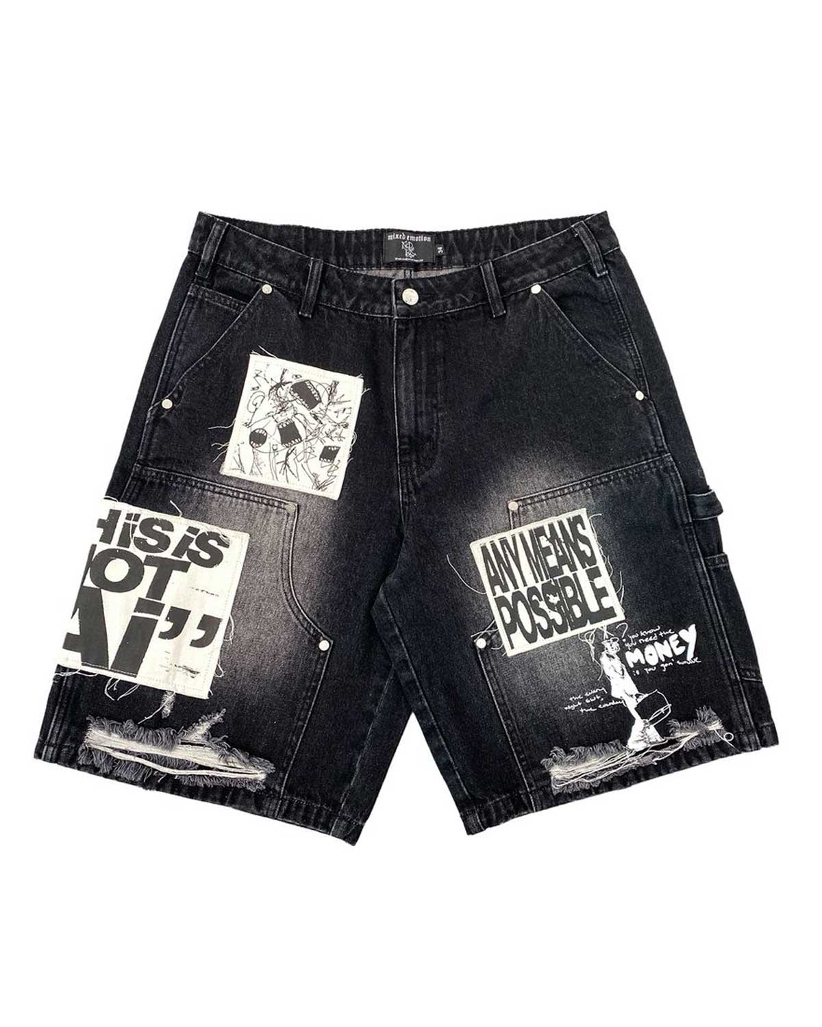 Mixed Emotions AI Denim Shorts Black