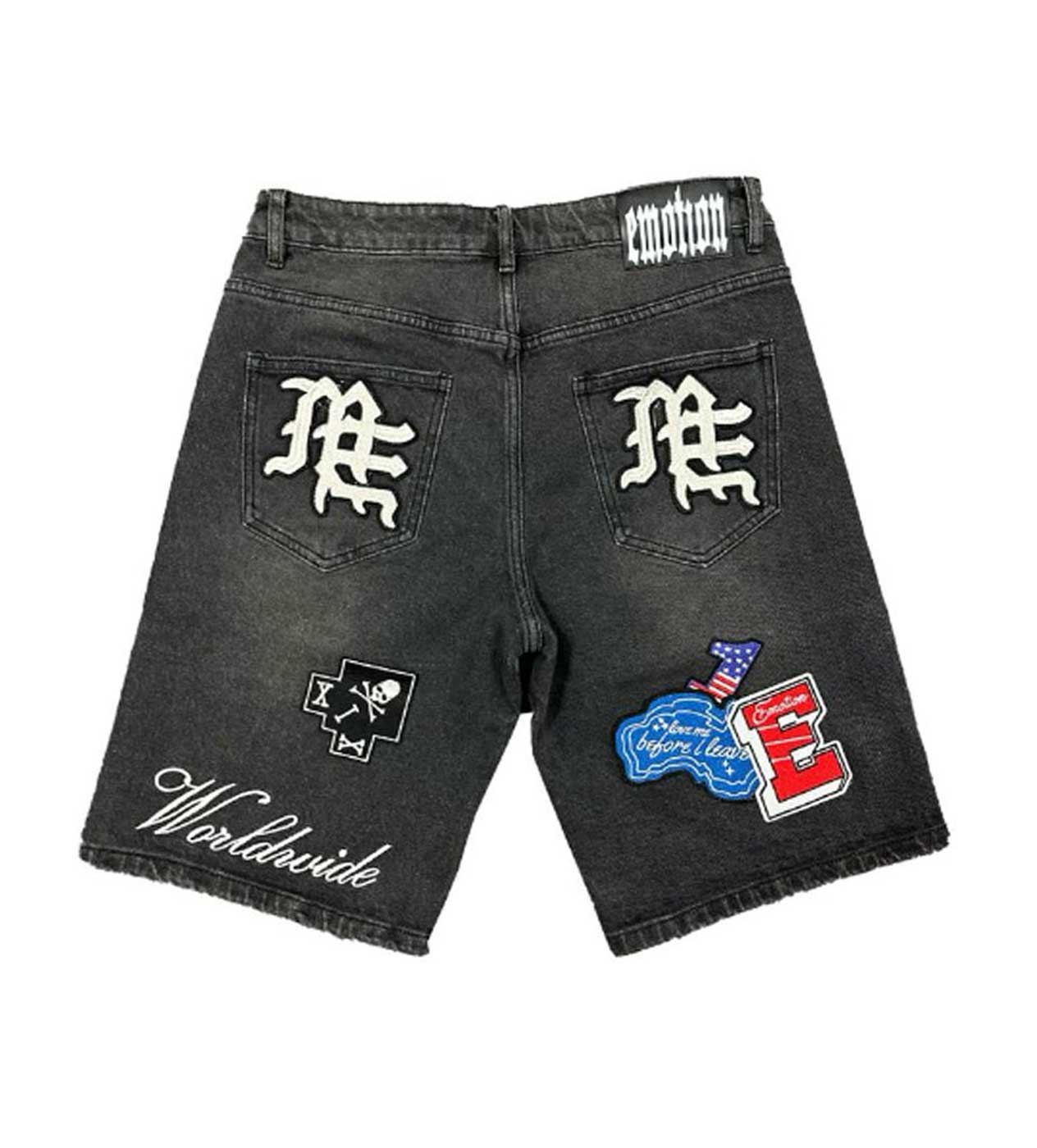 Mixed Emotions Danger Patch Shorts Black