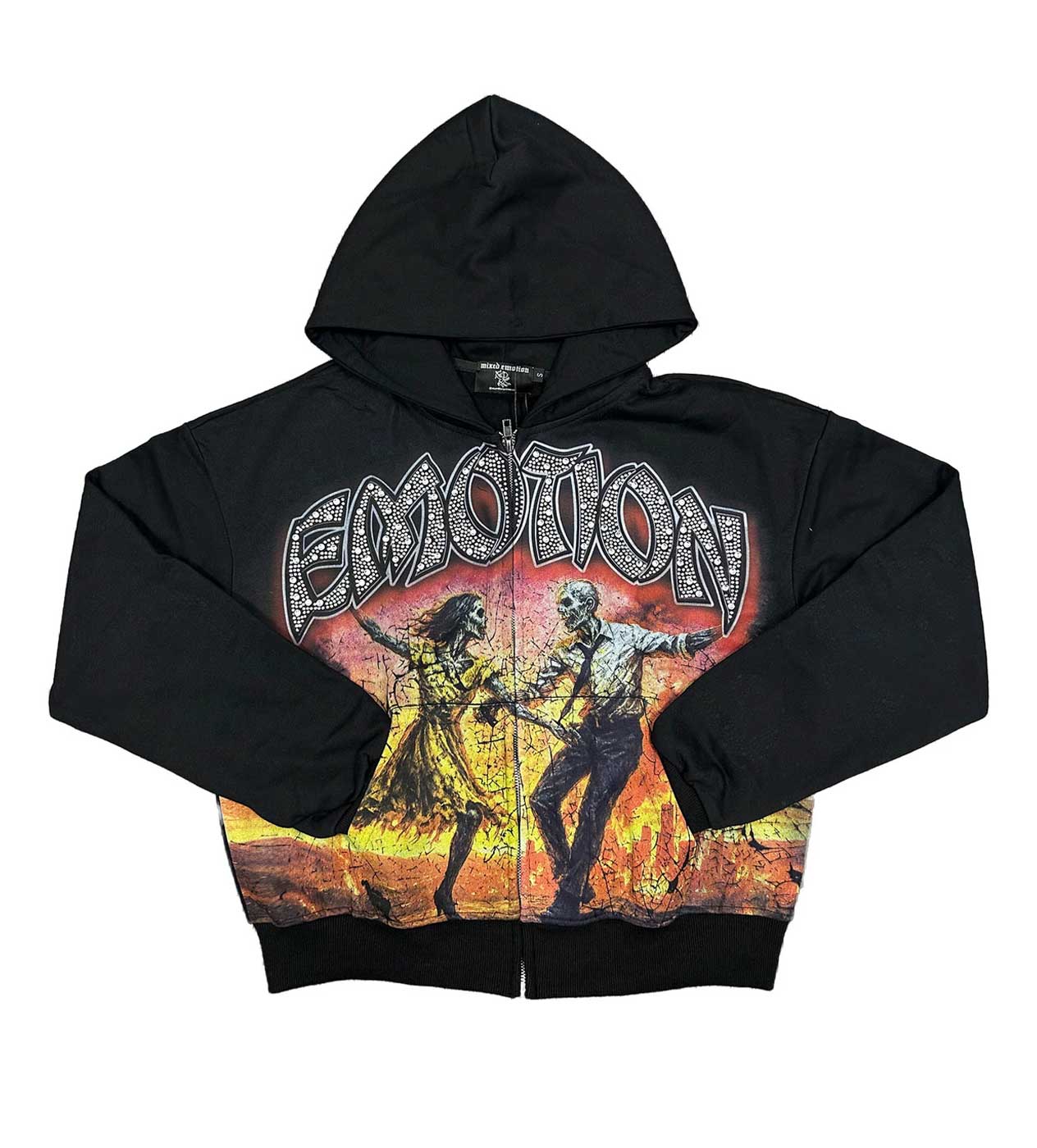 Mixed Emotions Last Dance Rhinestone Hoodie Black