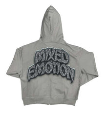 Mixed Emotions Last Ride Rhinestone Hoodie Grey